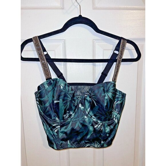 VICTORIA'S SECRET Very Sexy Shine Bling Bead Strap Bra Top Tropical Palm - Picture 5 of 16